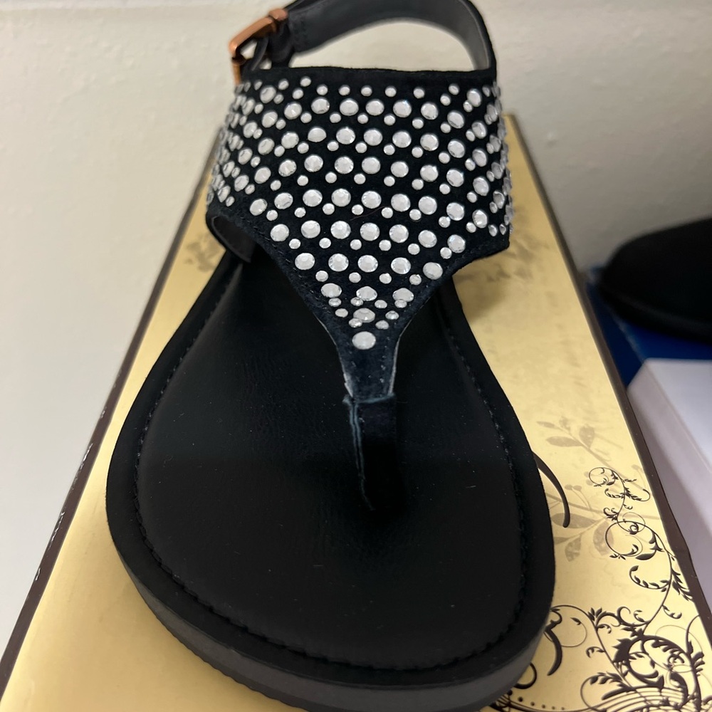 Grazie Black and White Rhinestone Sandals